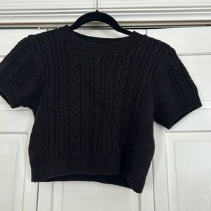 Free People Black Cable Knit Crop Top